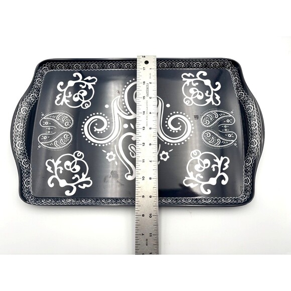 Sur la Table Blue Rectangular Bandana Paisley Tray + 2 Square 8X8 Salad Plates - Picture 10 of 11